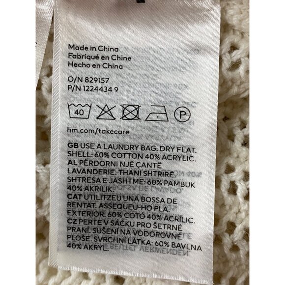 H&M Crochet Swim Cover-Up V-Neck Tank maxi Dress Cream L RR10485 GUC Sheer EUC - Picture 9 of 16